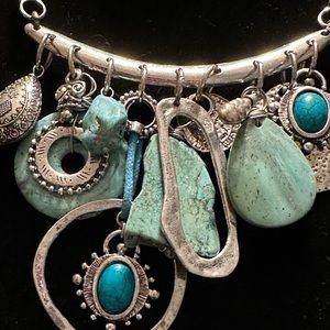 Turquoise real stone necklace, Treska jewelry